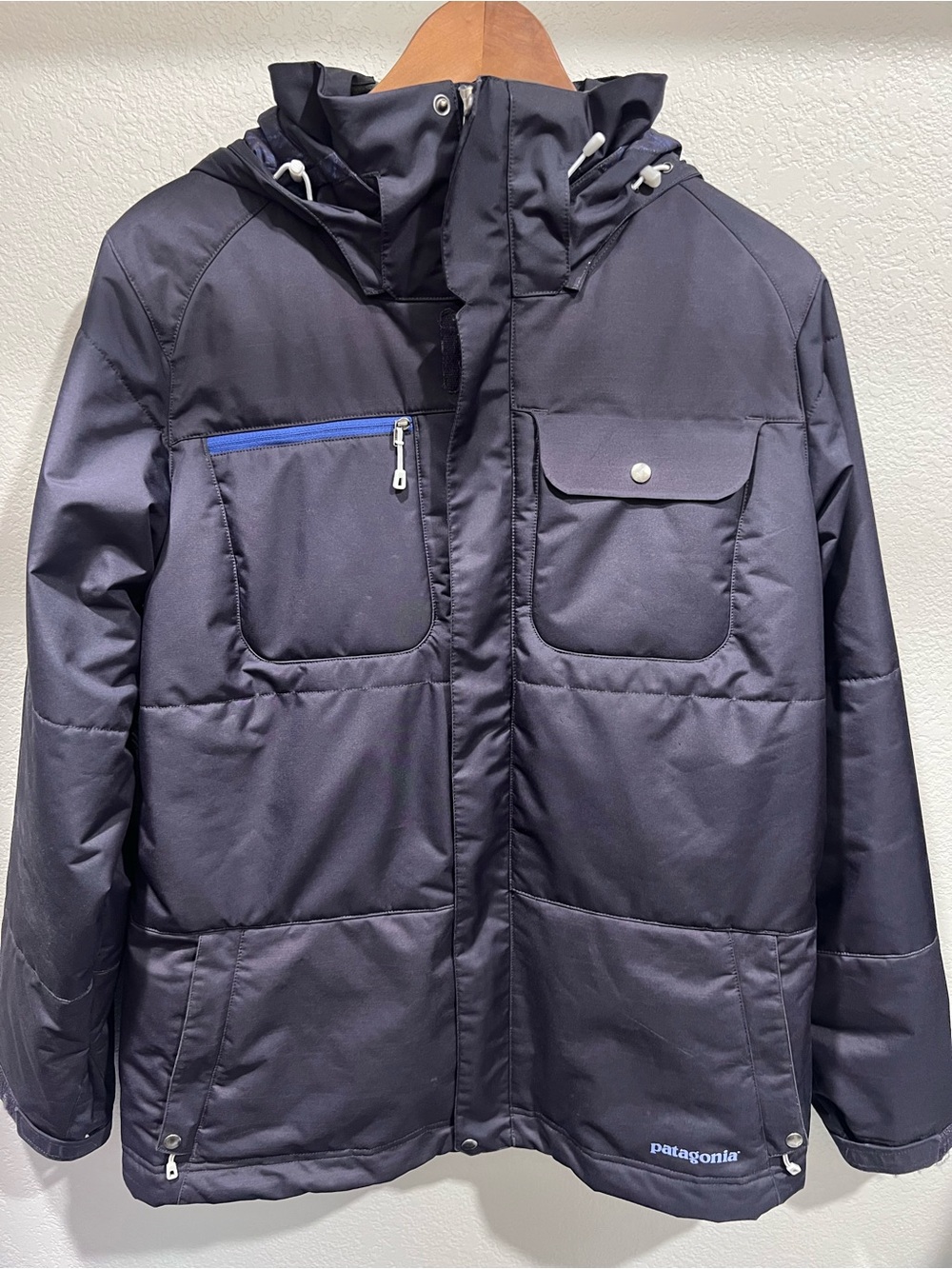 Patagonia Women's Insulated Snowbelle Ski Snowboard Jacket Large Navy Blue FA13
